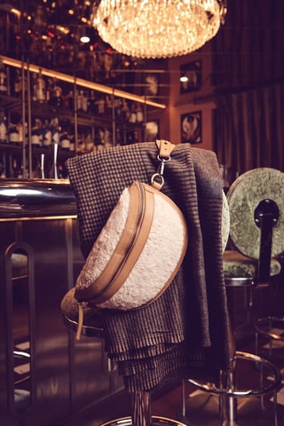 Riñonera de piel - Crudo y marrón claro