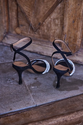 Sandalias de piel de tacón - Negro