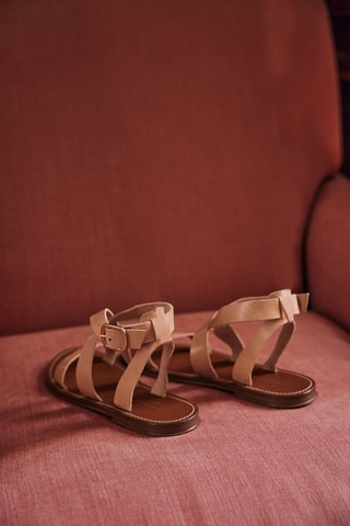 Sandalias de piel - Camel