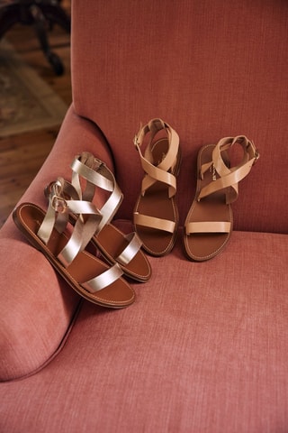 Sandalias de piel - Camel