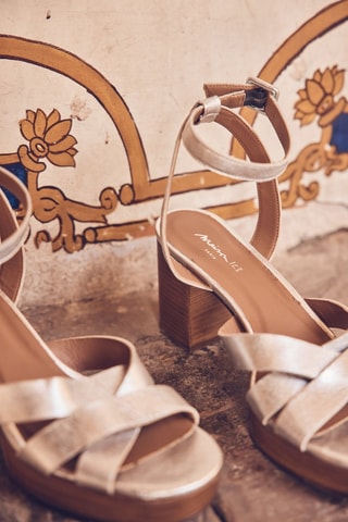 Sandalias de piel de tacón - Plateado