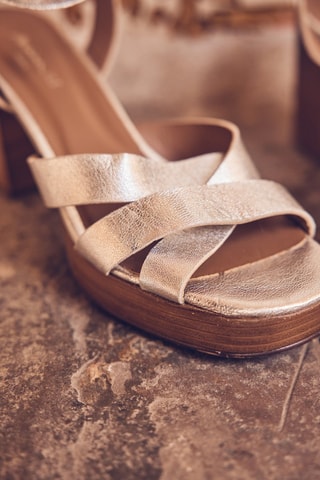 Sandalias de piel de tacón - Plateado