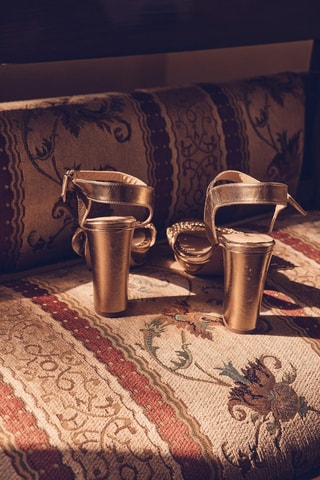 Sandalias de piel de tacón - Dorado