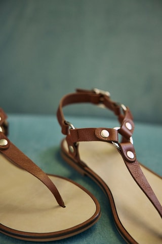 Sandalias de piel - Camel