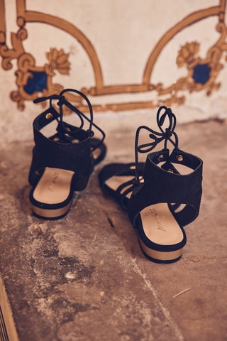 Romanas de piel de serraje nobuk - Negro