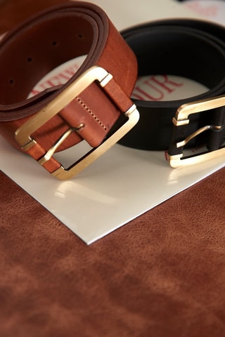 Cinturón de piel - Marrón oscuro