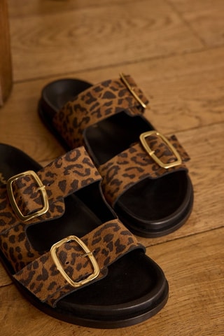 Mules en croûte de cuir - Marron