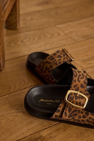 Mules en croûte de cuir - Marron