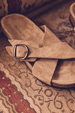 Sandalias de piel de serraje nobuk - Marrón claro