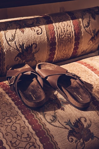 Sandalias de piel - Marrón