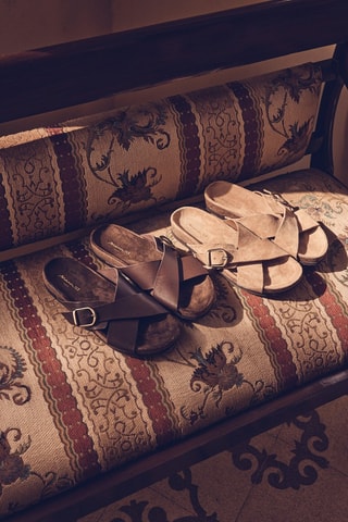 Sandalias de piel - Marrón