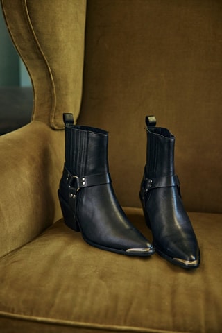 Botines de piel - Negro