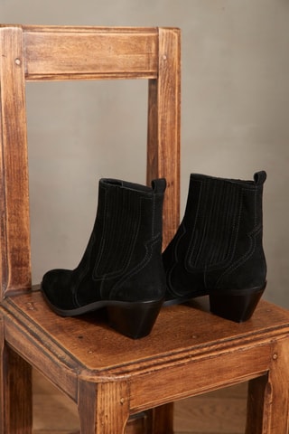 Botines de piel de serraje - Negro