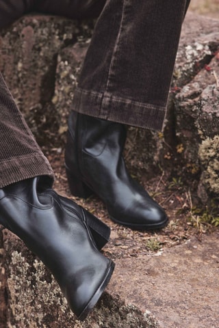 Botines de piel - Negro