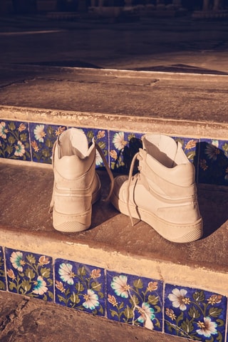 Zapatillas altas de piel - Blanco