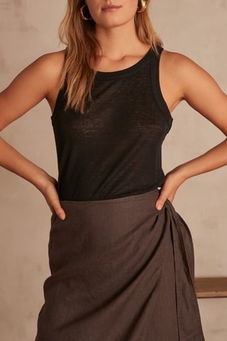 Camiseta de tirantes de lino - Negro