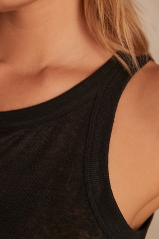 Camiseta de tirantes de lino - Negro