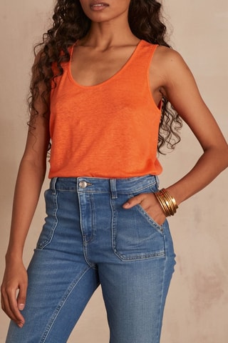 Camiseta de tirantes de lino - Naranja