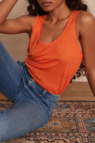 Camiseta de tirantes de lino - Naranja