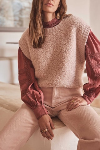 Pull en laine, alpaga et cachemire - Mauve clair