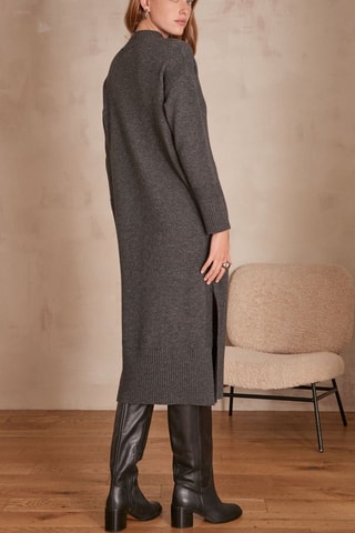 Vestido-camisola em lã e pelos de yack - Cinzento-escuro