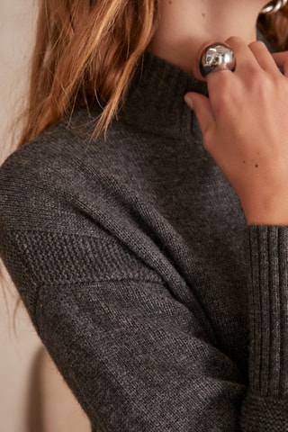 Vestido-camisola em lã e pelos de yack - Cinzento-escuro