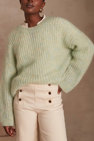 Camisola em mohair e lã - Verde-água