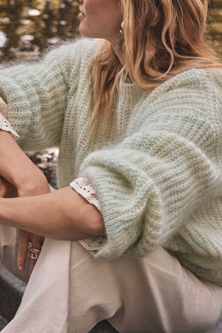 Camisola em mohair e lã - Verde-água