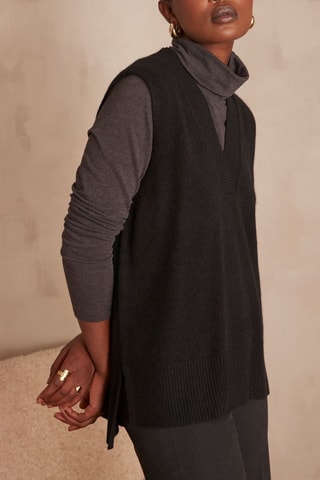 Camisola sem mangas em lã - Preto