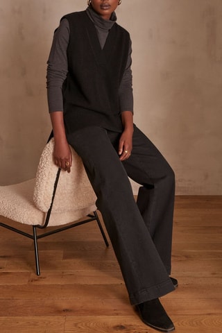 Camisola sem mangas em lã - Preto