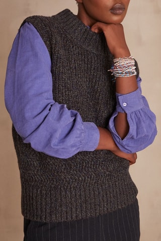 Camisola sem mangas em lã - Antracite