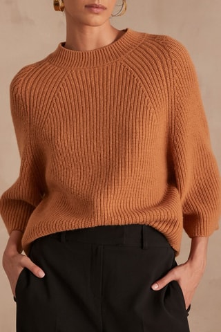 Camisola em lã e alpaca - Castanho