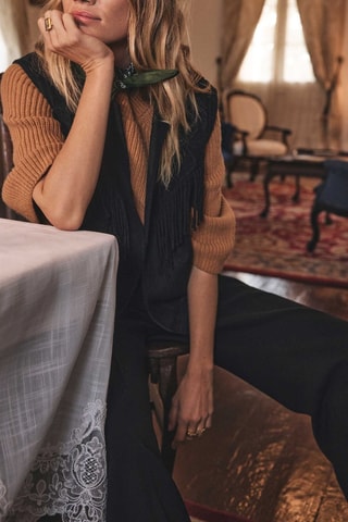 Camisola em lã e alpaca - Castanho