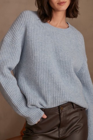 Camisola em lã e alpaca - Azul-celeste