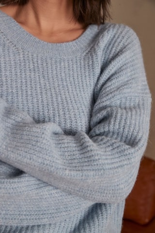 Camisola em lã e alpaca - Azul-celeste