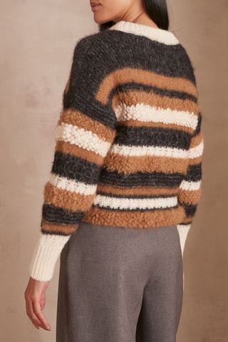 Camisola em alpaca e lã - Castanho e preto