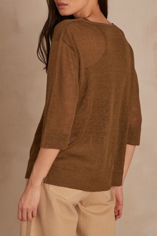 Camisola em linho - Verde-azeitona