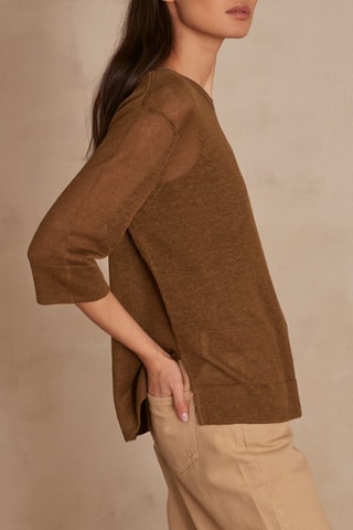 Camisola em linho - Verde-azeitona