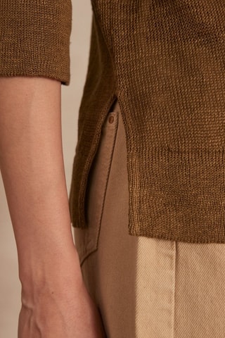 Camisola em linho - Verde-azeitona