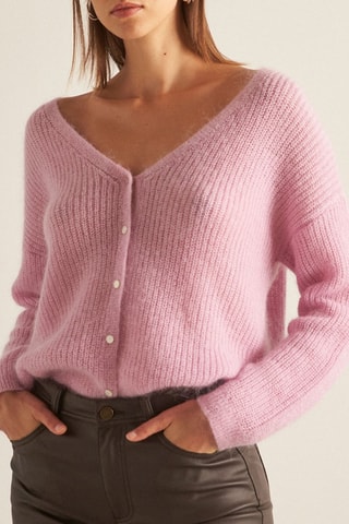 Cárdigan de mohair y lana - Rosa