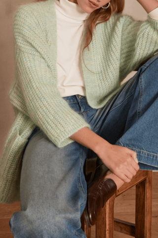 Casaco em mohair e lã - Verde-claro