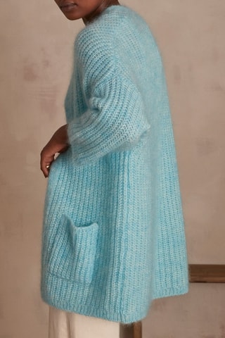 Casaco em mohair e lã - Turquesa