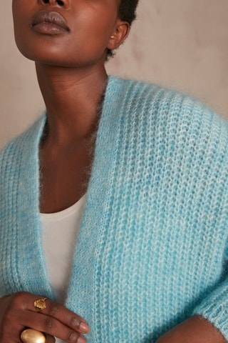 Casaco em mohair e lã - Turquesa