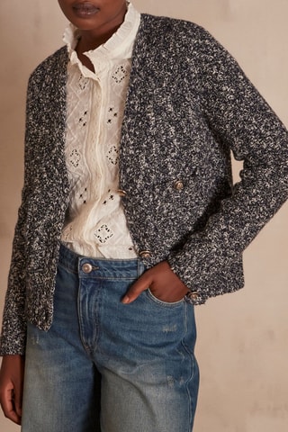 Casaco de malha - Azul-marinho mesclado