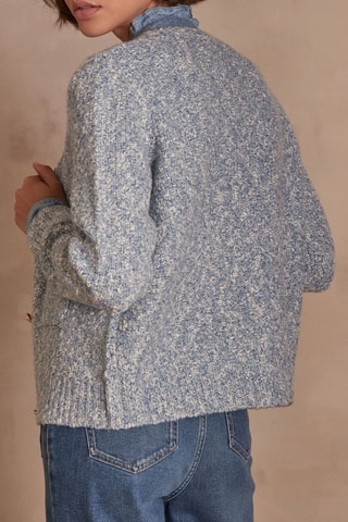 Cárdigan - Celeste jaspeado y gris jaspeado