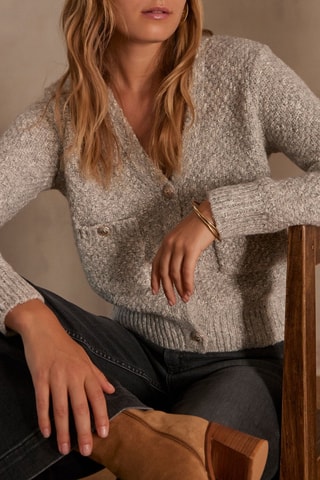 Casaco de malha - Cinzento-claro mesclado