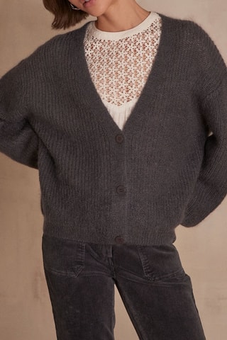 Cárdigan de mohair y lana - Gris oscuro