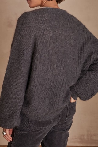 Cárdigan de mohair y lana - Gris oscuro