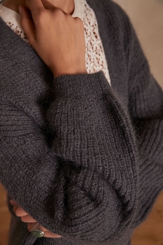 Cárdigan de mohair y lana - Gris oscuro