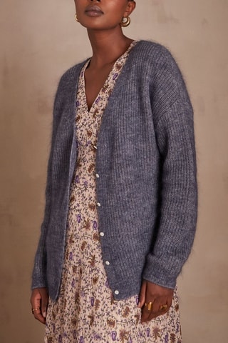 Cárdigan de lana y mohair - Azul